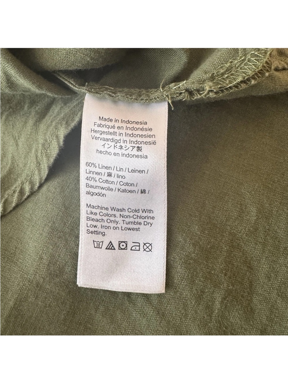 J.Crew Beachwear Shirt Dress Olive Green Linen Cotton Button Down Large Coastal - Picture 7 of 10